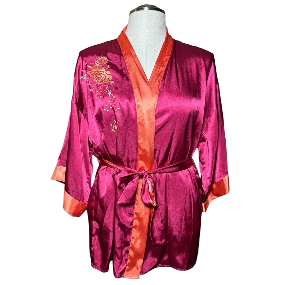 Victoria’s Secret Magenta Embroidered Silky Spring Robe